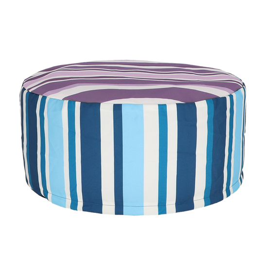 Striped Outdoor Pouffe Blue 54x27cm