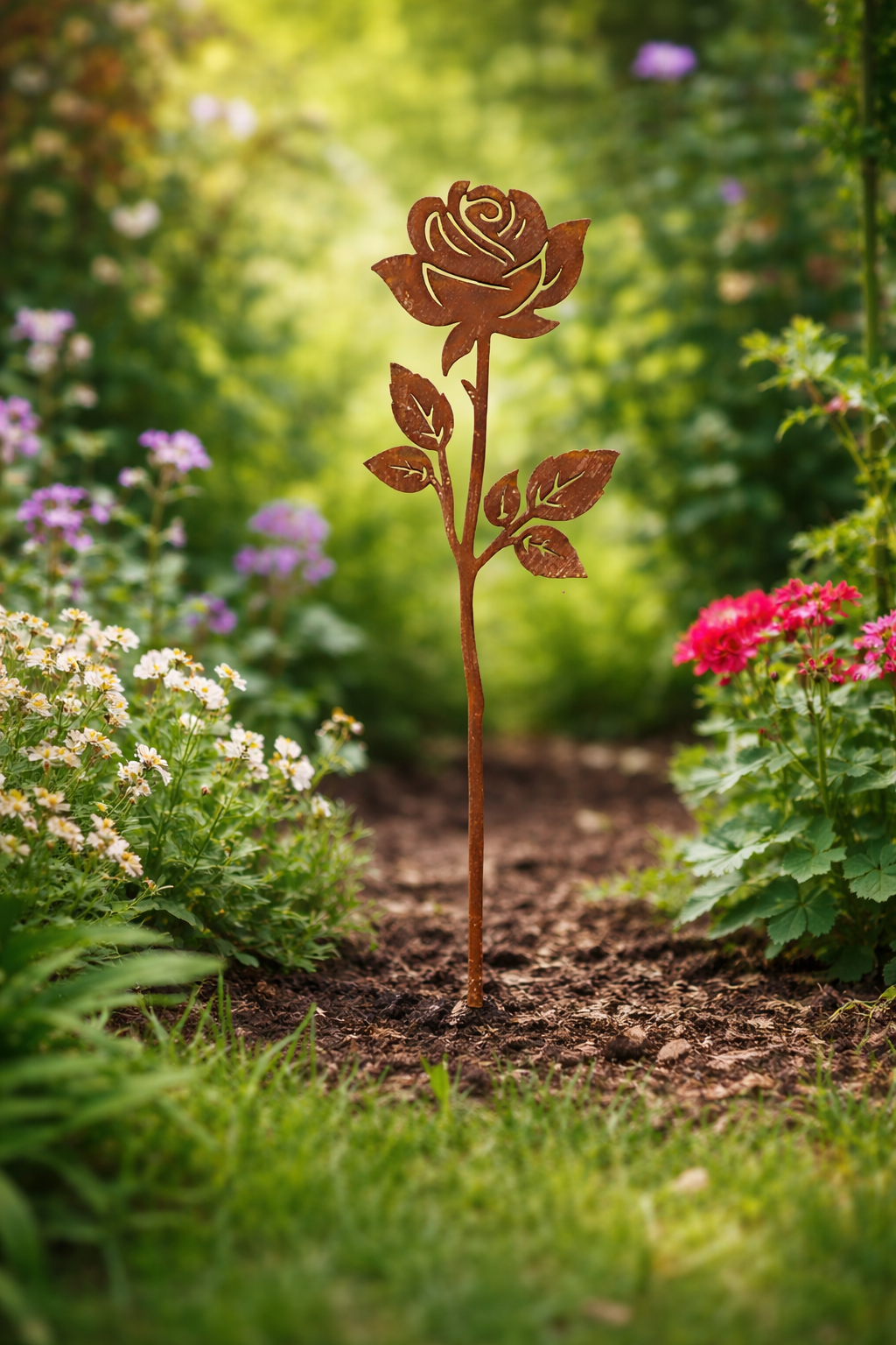 Garden Decoration Rose on Stick 37cm