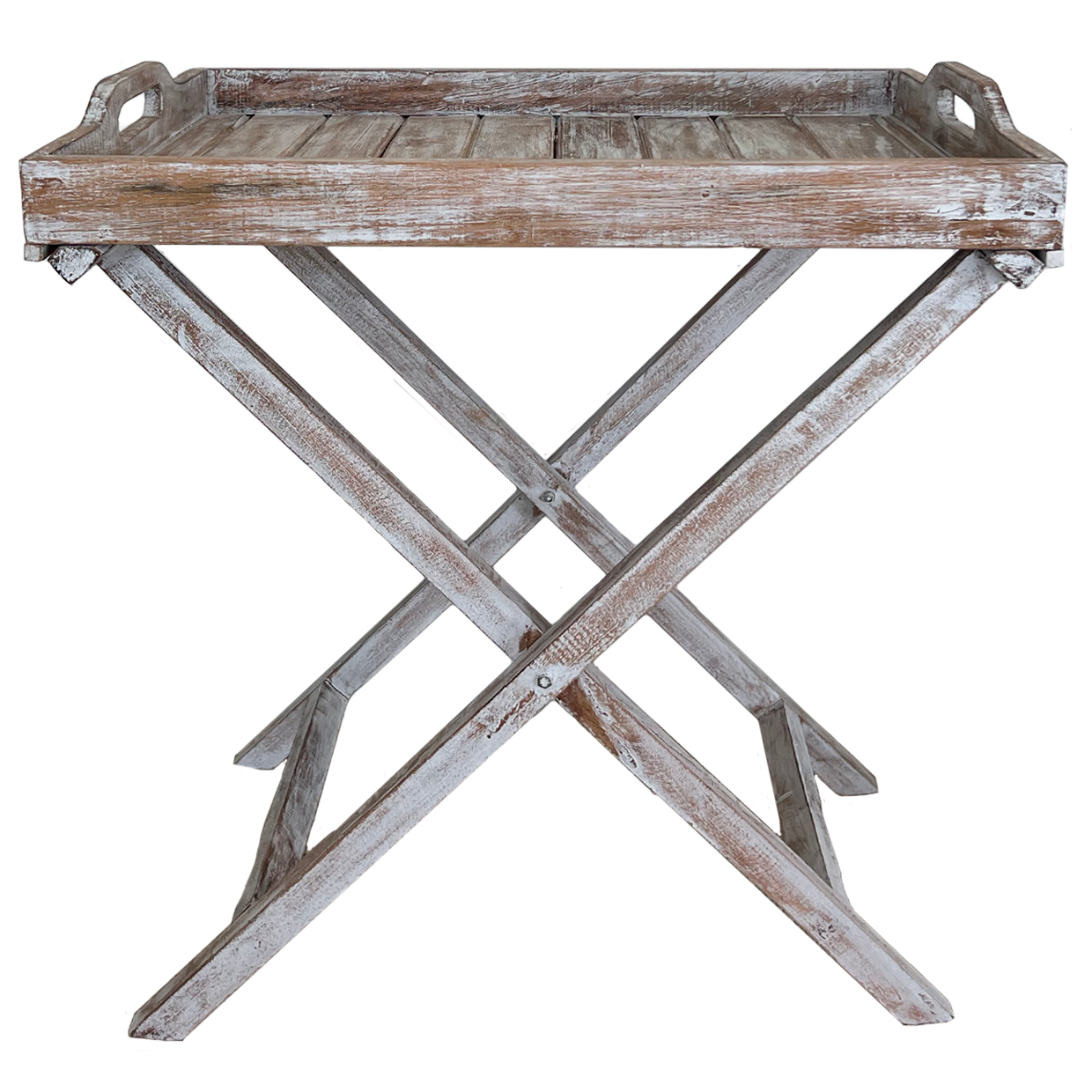 Butlers Tray with Folding Stand White Wash