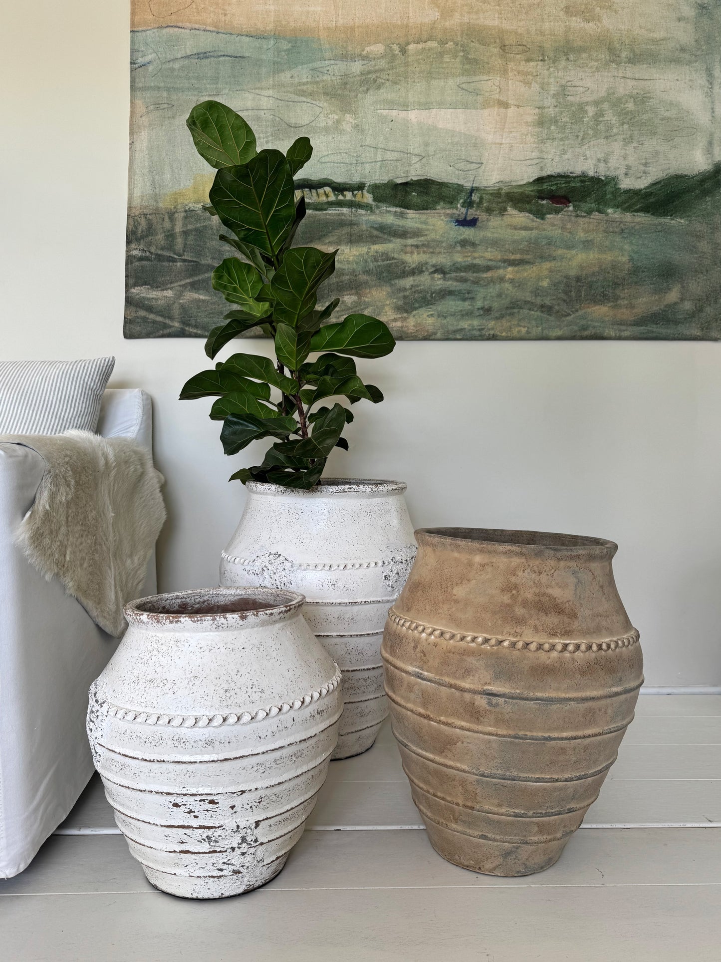 Lombok Pot Mia Antique Whitewash L 50x60cm
