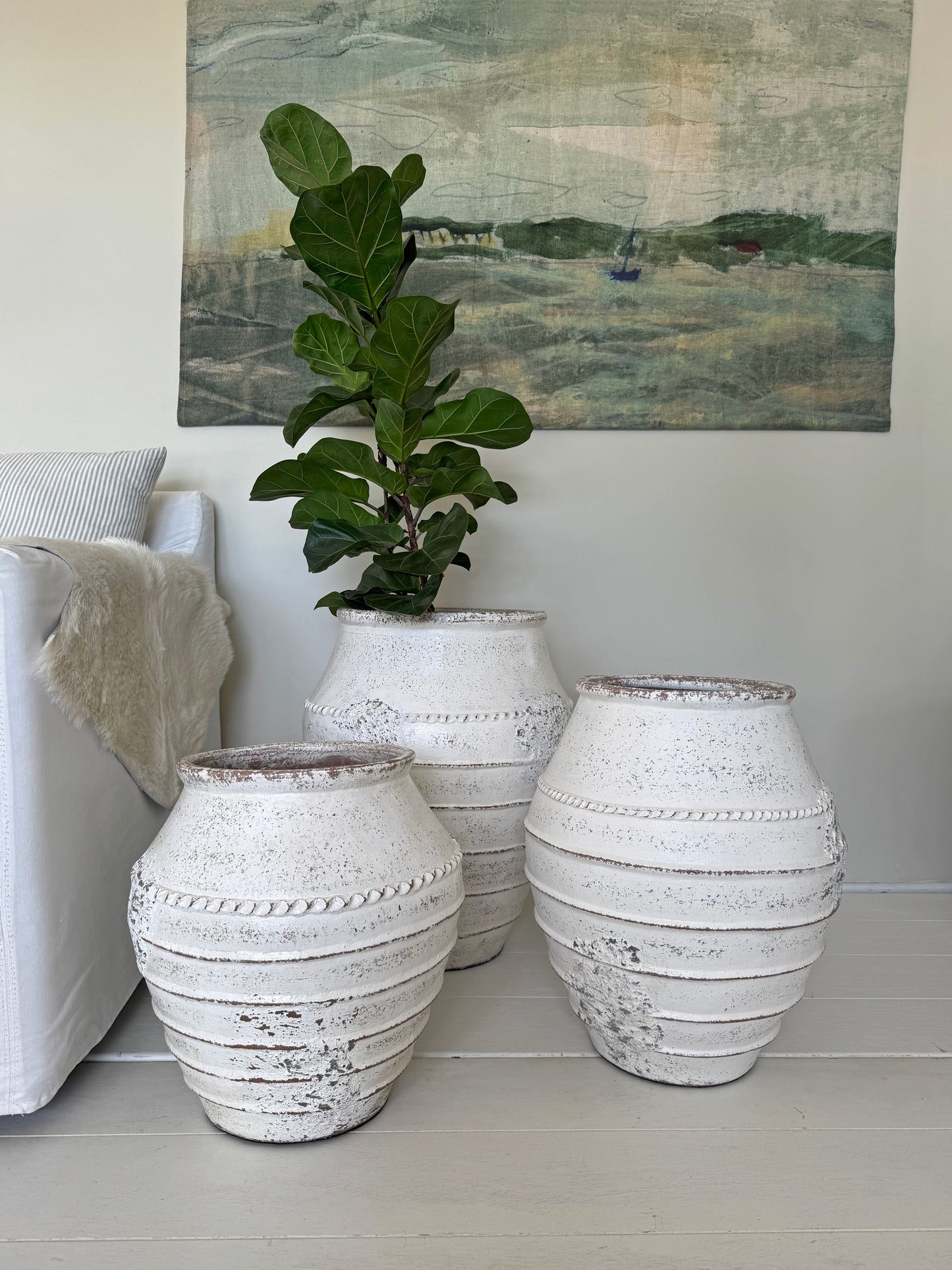 Lombok Pot Mia Antique Whitewash L 50x60cm