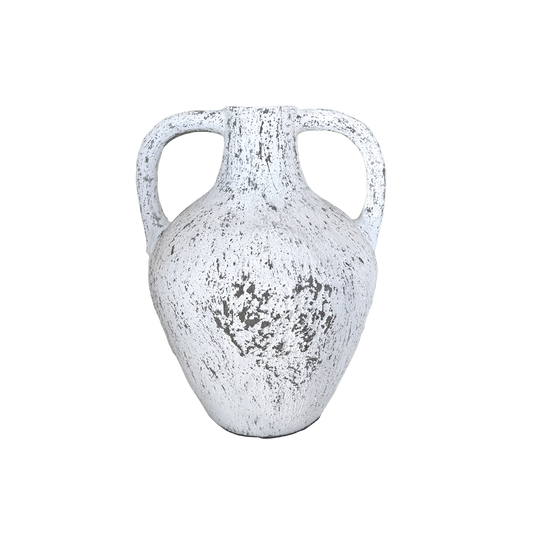 Lombok Urn Buffalo Antique Whitewash M 46cm