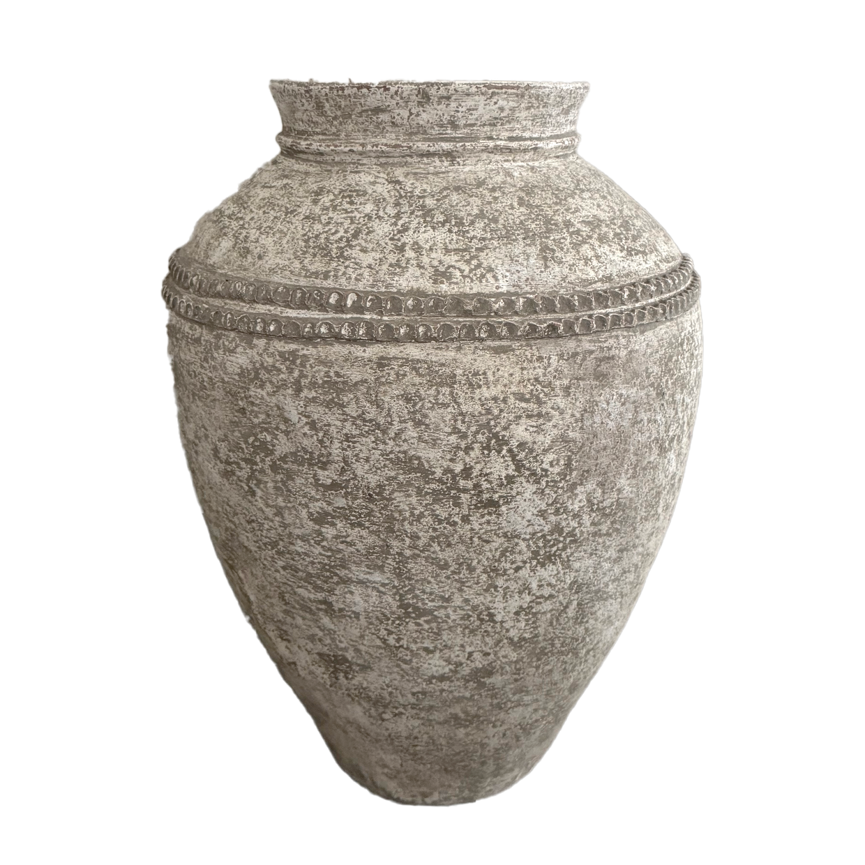 Lombok Urn Beaded Rustic White L 45x60cm