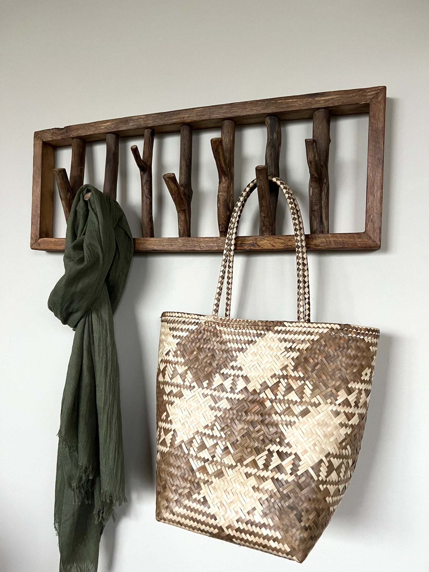 Organic Teak Branch Hanger 7 Hook