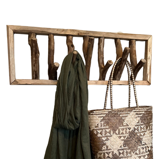Organic Teak Branch Hanger 7 Hook