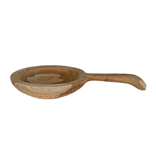 Organic Teak Tapas Bowl w/ Handle Natural