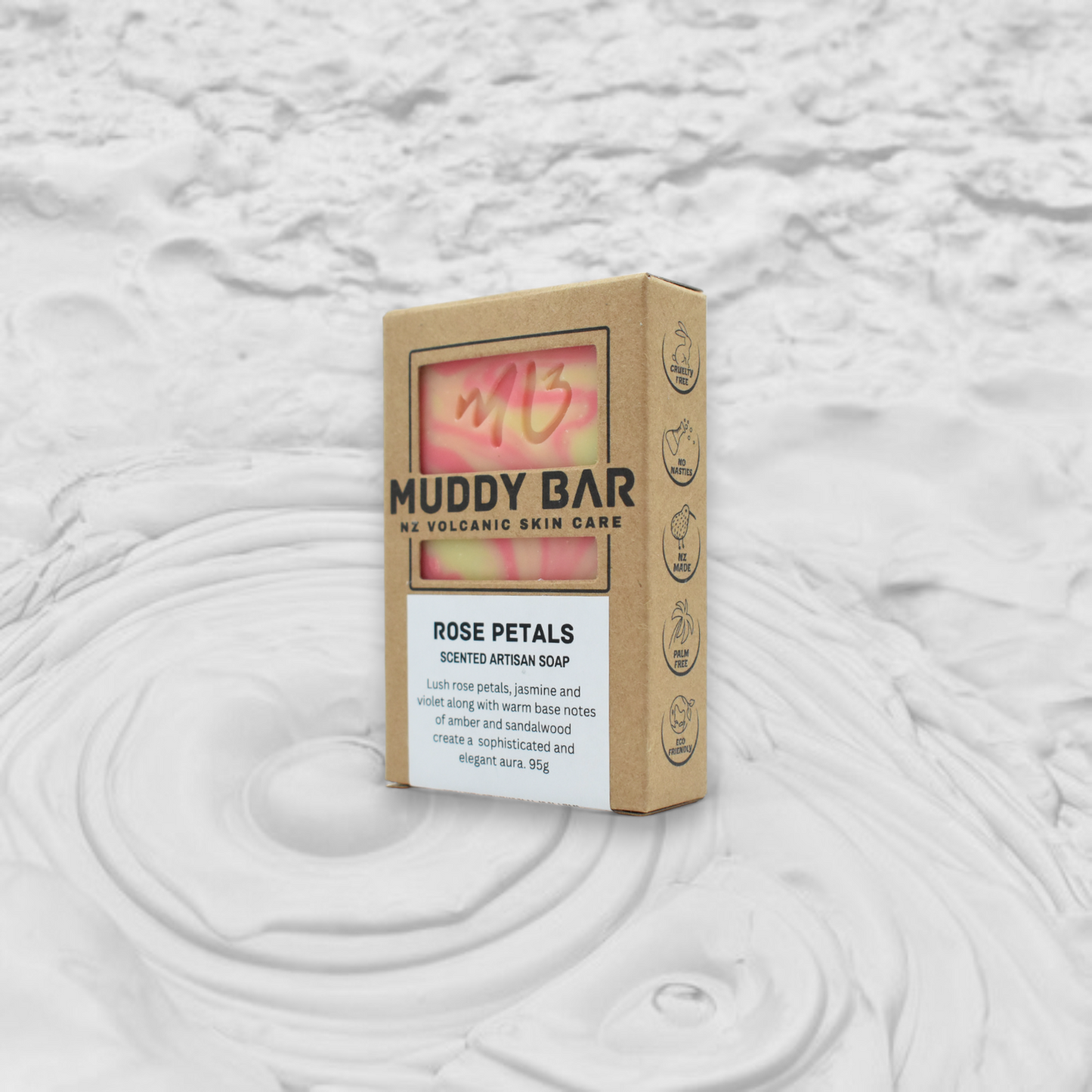 Muddy Bar Rose Petals Artisan Soap