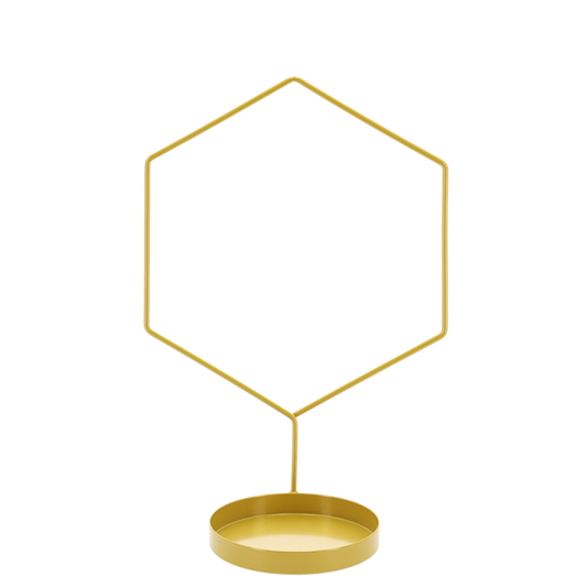 Indoor Plant Support + Saucer Hexagon Gold