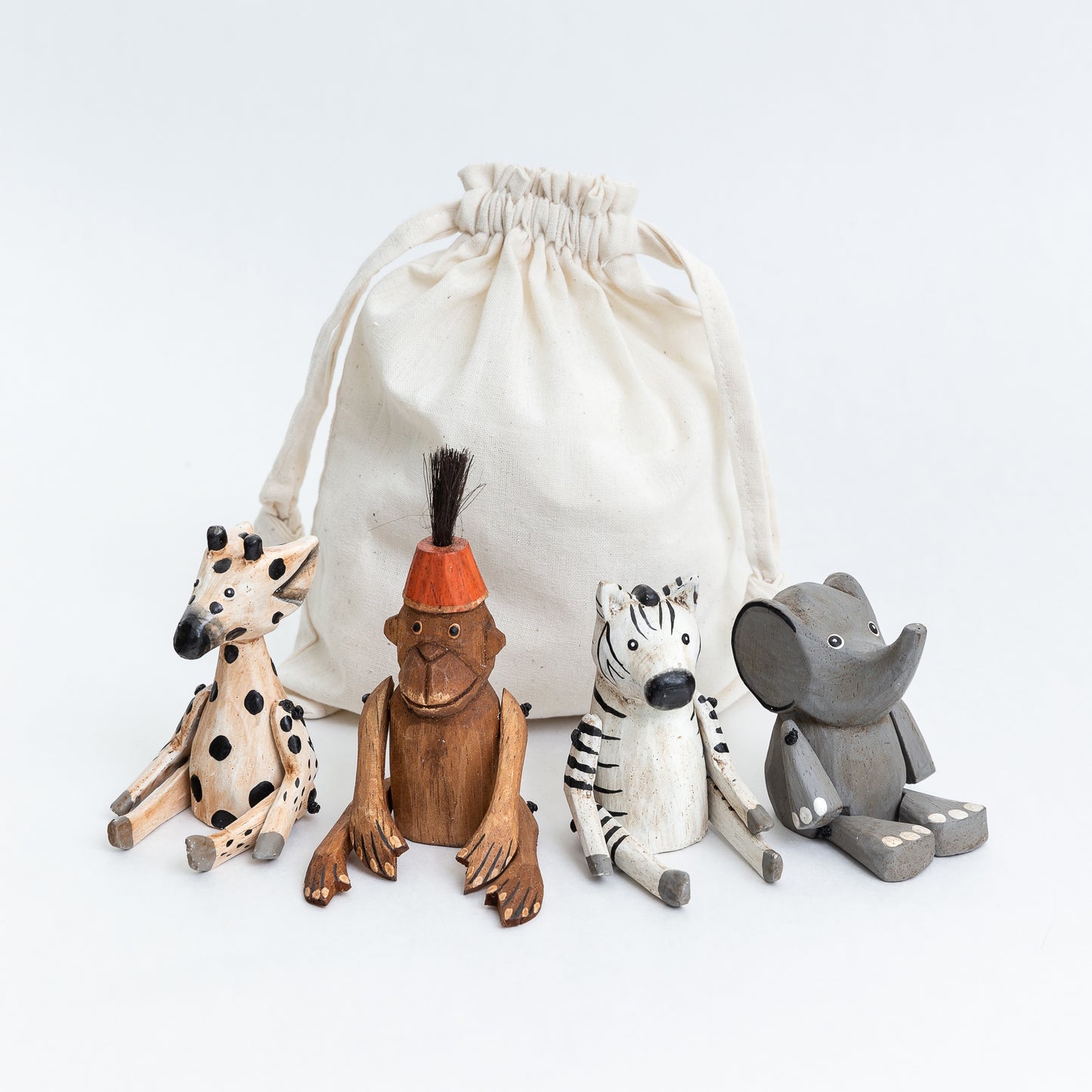 Hand-Carved Circus Animals Set