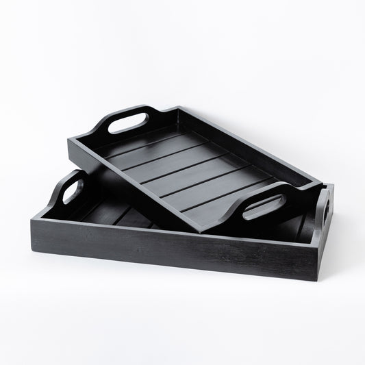 Butlers Tray Wooden Black Large